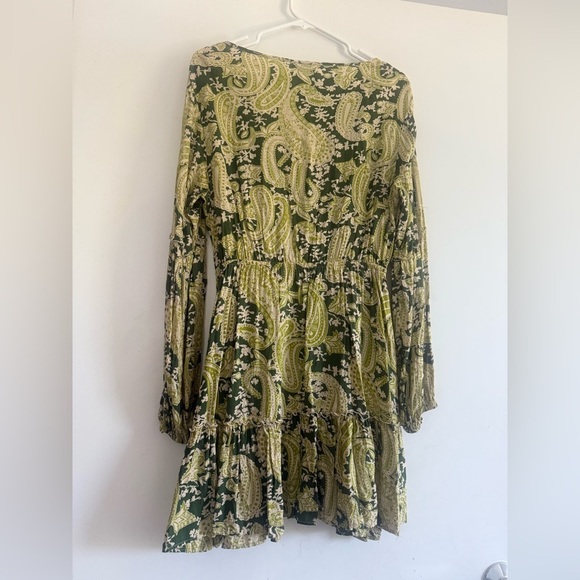 DISSH Deep V Neck Paisley Long Sleeve Mini Dress Size 12 - Picture 2 of 4